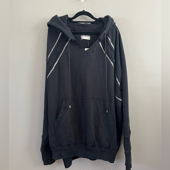 Free People In the Light Hoodie - Black Beaded XL - Picture 4 of 10